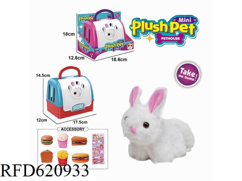 TAIL WAGGING ANIMAL - LONG HAIR RABBIT WITH BB RING + BURGER SET
