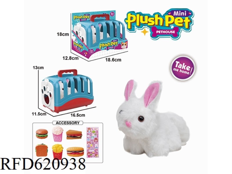 TAIL WAGGING ANIMAL - LONG HAIR RABBIT WITH BB RING + BURGER SET