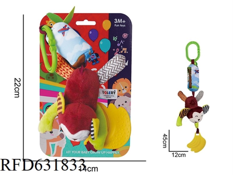 BABY PUZZLE PLUSH SOOTHING TOY MONKEY HANGING BED WIND CHIME
