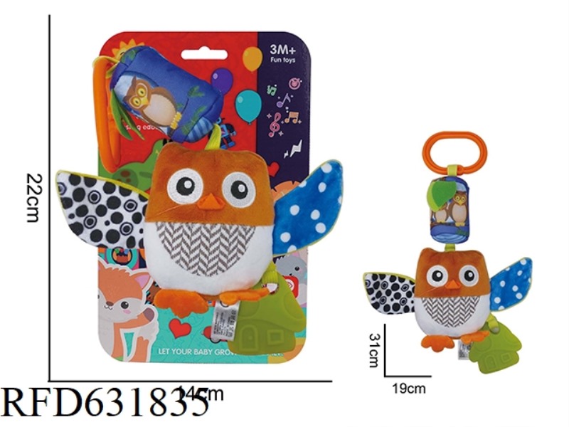 BABY PUZZLE PLUSH SOOTHING TOY OWL HANGING BED WIND CHIME