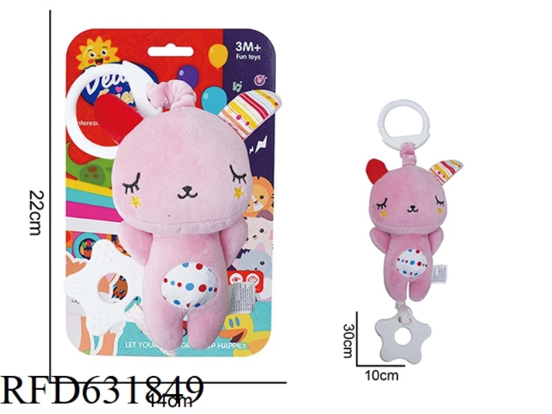 BABY PUZZLE PLUSH SOOTHING TOY PINK RABBIT HANGING BED TOY