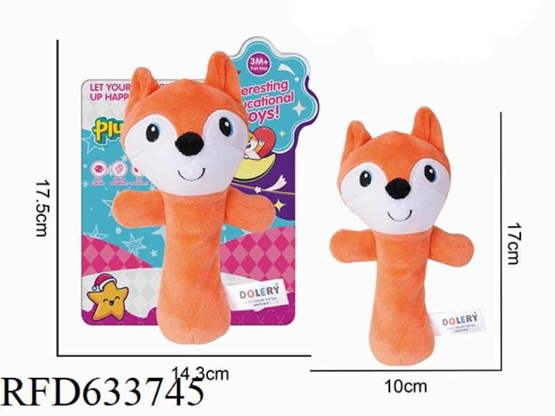 PLUSH FOX HOLDING BELL BB STICK BABY SOOTHING TOY