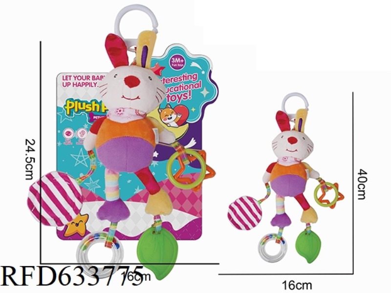 PLUSH RABBIT BEDSIDE CART PENDANT, TEETHING AND SOOTHING TOY