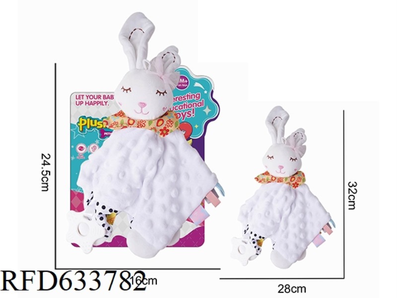 WHITE RABBIT BABY SOOTHING TOWEL PLUSH DOLL