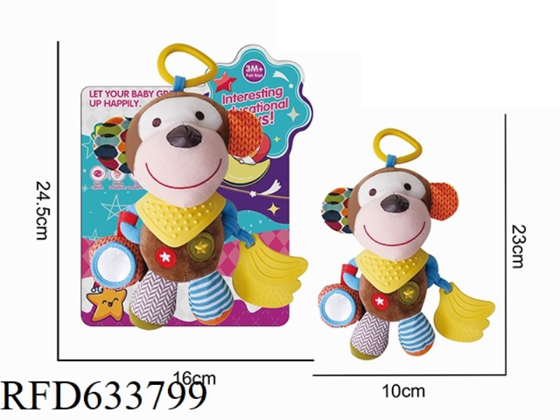 PLUSH SCARF MONKEY STROLLER BEDSIDE PENDANT, BELL RINGING BABY TOY