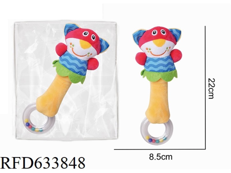 PLUSH KITTEN HOLDING BELL BB STICK BABY SOOTHING TOY