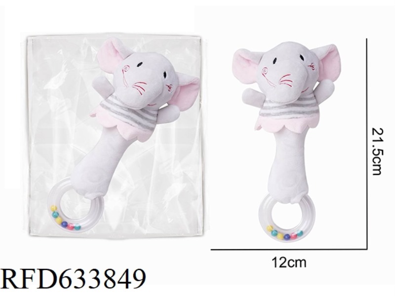 PLUSH ELEPHANT TEDDY BEAR HOLDING BELL BB STICK BABY SOOTHING TOY