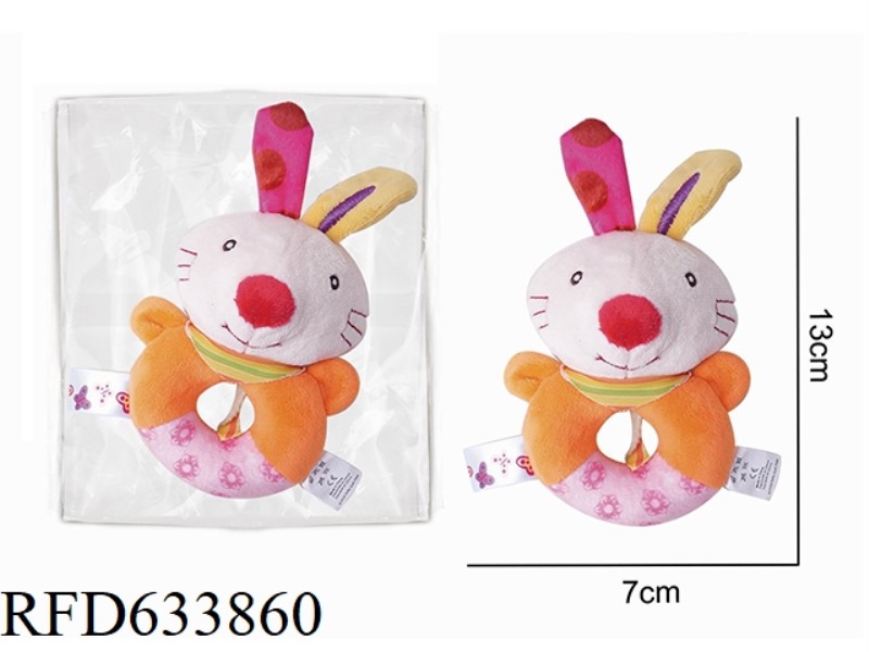 PLUSH RABBIT ROUND HAND-HELD BELL BABY TOY