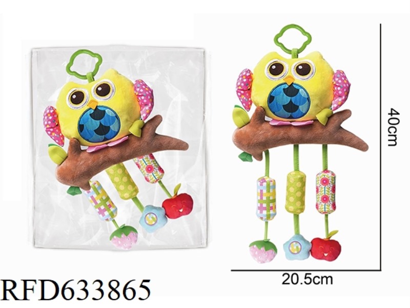 BABY CRIB HANGING BIG WIND CHIME YELLOW OWL PLUSH TOY