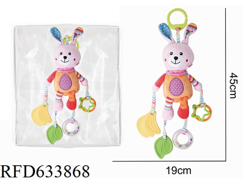 PLUSH RABBIT BEDSIDE CART PENDANT, TEETHING AND SOOTHING TOY