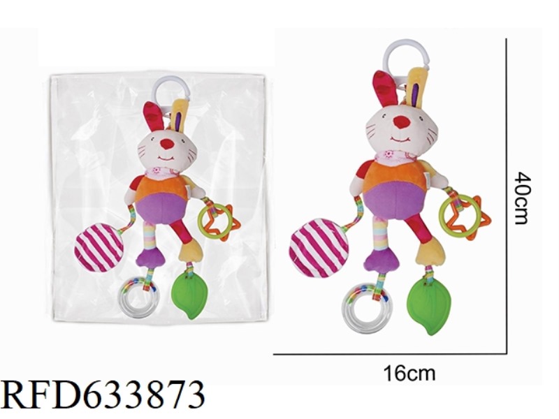 PLUSH RABBIT BEDSIDE CART PENDANT, TEETHING AND SOOTHING TOY