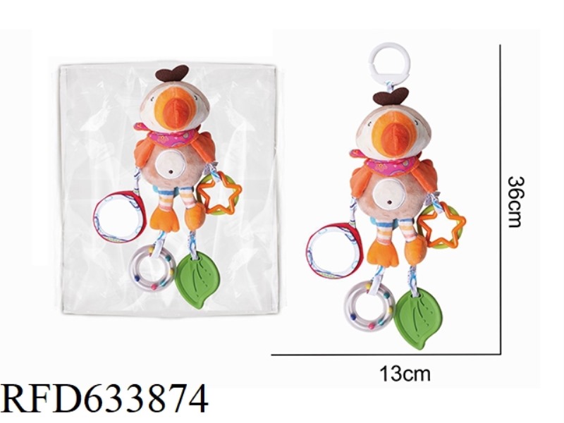 PLUSH PARROT BEDHEAD CART PENDANT GUM RINGING SOOTHING TOY