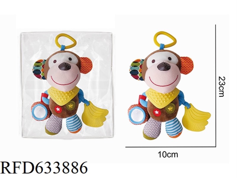 PLUSH SCARF MONKEY STROLLER BEDSIDE PENDANT, BELL RINGING BABY TOY
