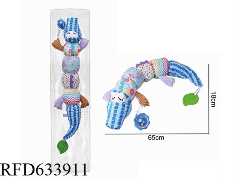 PLUSH BLUE CROCODILE CATERPILLAR RINGING PAPER RINGING BELL TOOTH GUM SOOTHING TOY