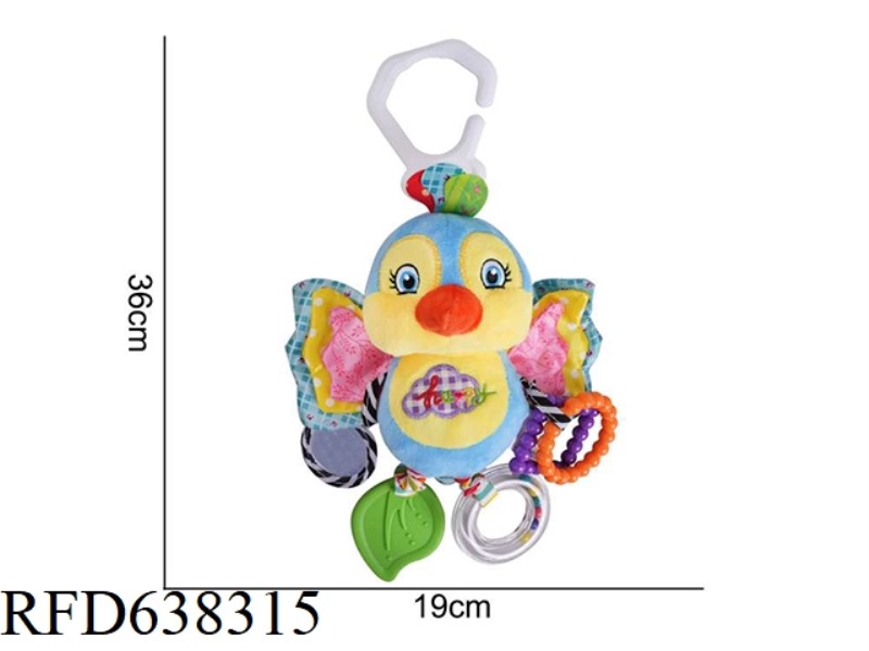 HAPPY MONKEY STUFFED ANIMAL HANGING BLUE BIRD K-1E ON THE LATHE