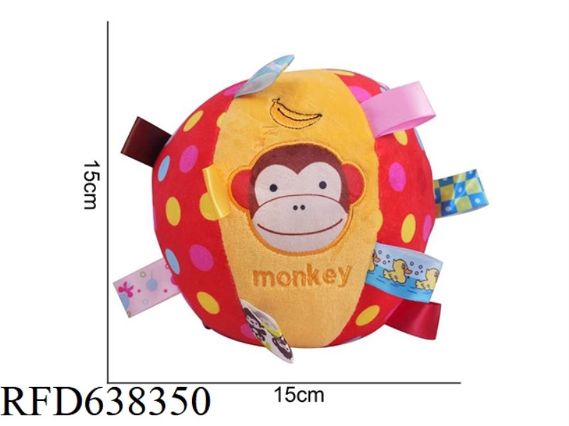 STUFFED ANIMAL DOLOLO RATTLE BALL MONKEY