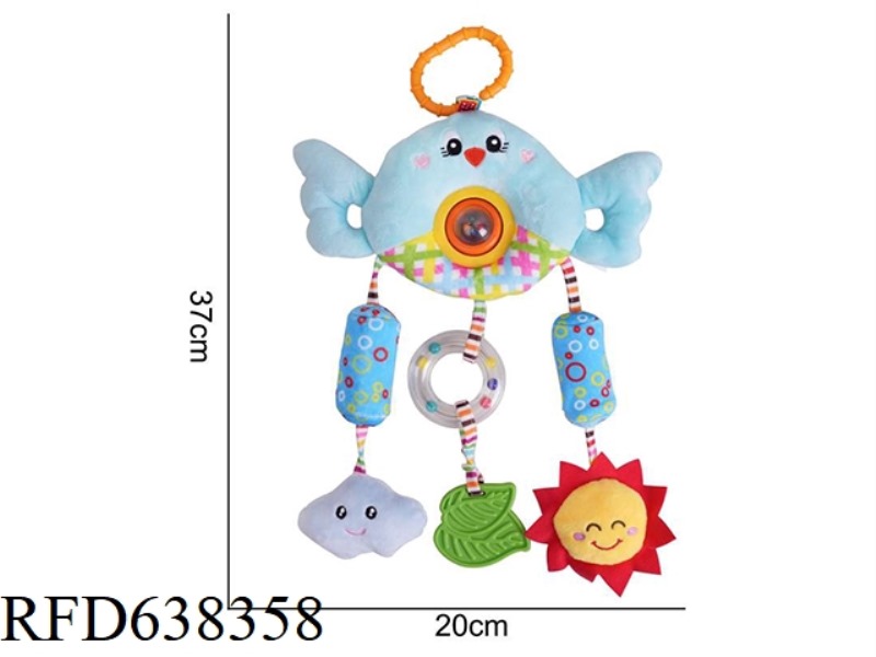 HAPPY MONKEY STUFFED ANIMAL TURNING WAVE BIG WIND CHIMES BLUE BIRD [10] K-1H