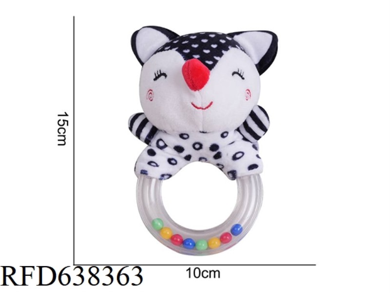 PLUSH TOY TOLOLO BLACK AND WHITE [RUBBER RING] HAND SHAKE FOX
