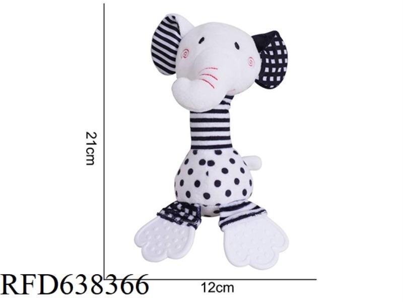 STUFFED ANIMAL TOLOLO BLACK AND WHITE [HAND STICK] ELEPHANT