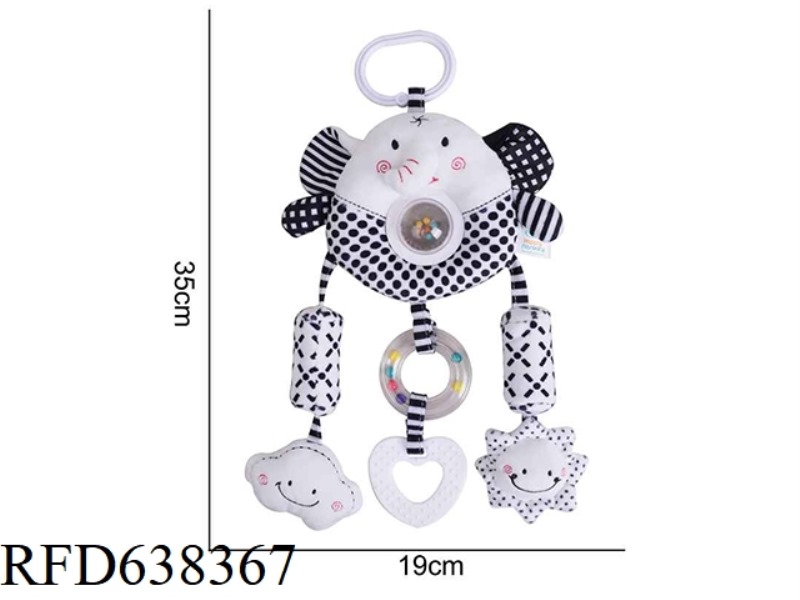 PLUSH TOY TOLOLO BLACK AND WHITE [BIG WIND CHIME] ELEPHANT