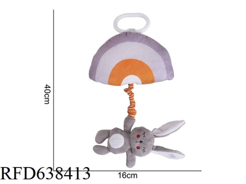 PLUSH TOY AIPINQI PLAIN PULL BELL RAINBOW + RABBIT F-4F