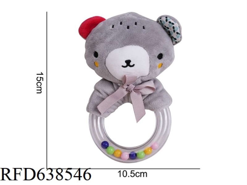 PLUSH BBSKY RUBBER RING RATTLE GRIZZLY BEAR X-A