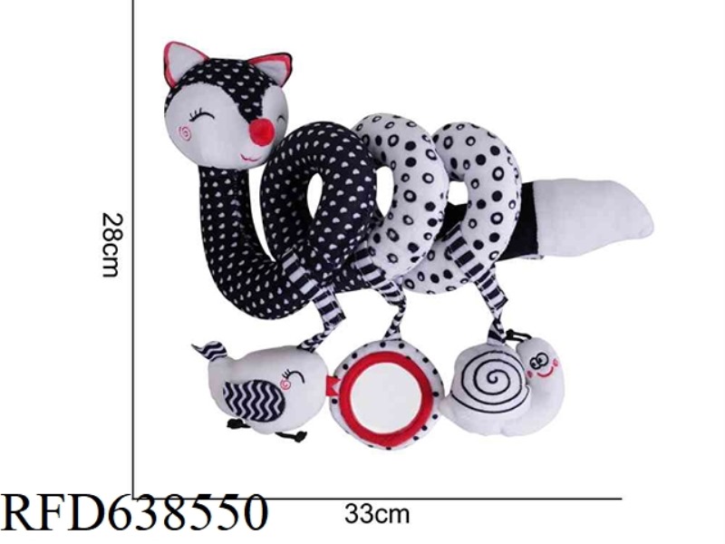STUFFED TOLOLO BLACK AND WHITE BED AROUND FOX WITH BLACK EARS