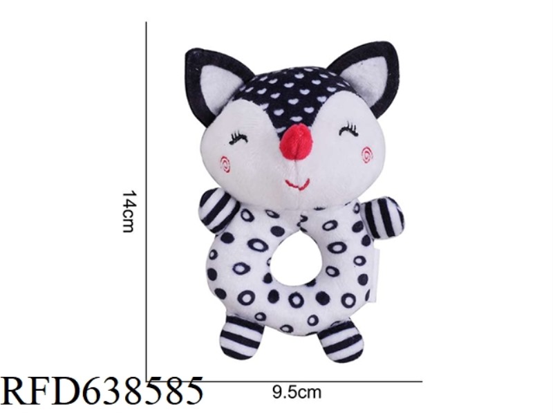 STUFFED ANIMAL TOLOLO BLACK AND WHITE ROUND HAND FOX