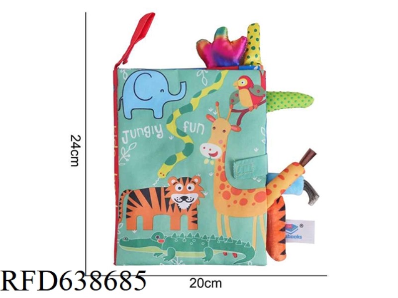 PLUSH TOY WITH TAIL CLOTH BOOK - JUNGLE WILDLIFE