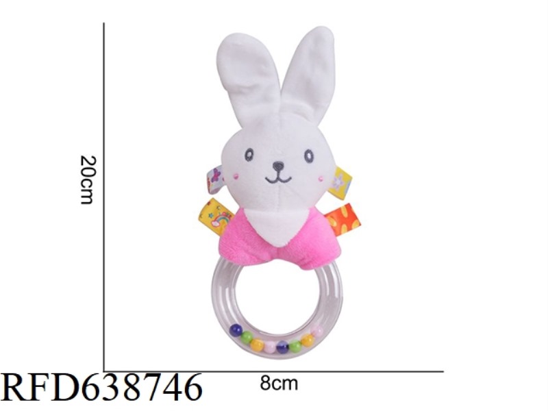 PLUSH TOY DOLERY COLORED RUBBER RING HAND BELL RABBIT