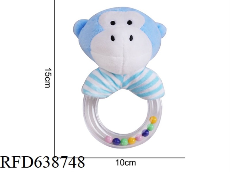 PLUSH TOY DOLERY RUBBER RING HAND RATTLE MONKEY X-A
