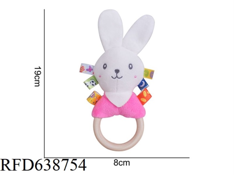 PLUSH TOY DOLERY COLORED WOODEN RING HAND RING RABBIT
