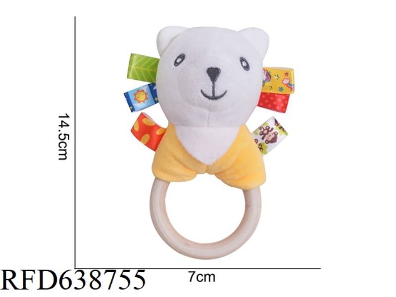 PLUSH TOY DOLERY COLORED WOODEN RING HAND RING YELLOW POLAR BEAR