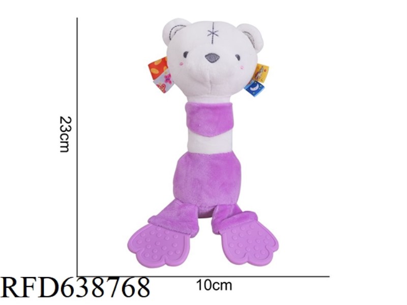 PLUSH TOY DOLERY COLORED GUM HAND CYLINDER PURPLE BEAR