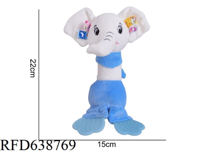 PLUSH TOY DOLERY COLORED TOOTH GLUE HAND CYLINDER BLUE ELEPHANT