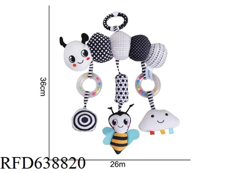 PLUSH TOY AIPINQI [BLACK AND WHITE CAR HANGING] CATERPILLAR