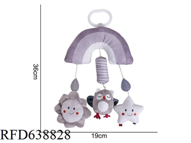 PLUSH TOY AIPINQI NORDIC WIND CHIMES CAR HANGING RAINBOW OWL [GRAY] F-4G