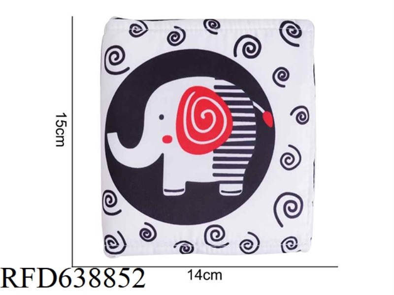 PLUSH TOY AIPINQI BLACK AND WHITE RED BED SURROUNDED BY ELEPHANT F-3G