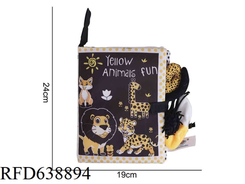 PLUSH TOY KIDSBOOKS TAIL CLOTH BOOK BLACK AND WHITE YELLOW