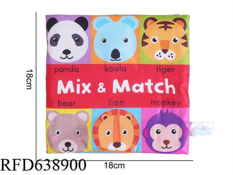 STUFFED ANIMAL LAKAROSE FACE MATCHING CLOTH BOOK JUNGLE ANIMAL I-K