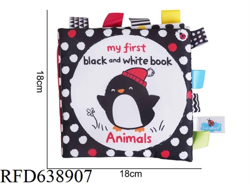 PLUSH TOY LAKAROSE BLACK AND WHITE LABEL CLOTH BOOK [ENGLISH] RED ANIMAL I-I