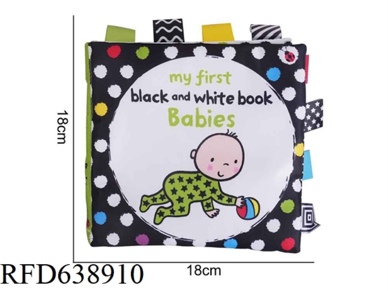 PLUSH TOY LAKAROSE BLACK AND WHITE LABEL CLOTH BOOK [ENGLISH] GREEN BABY I-J