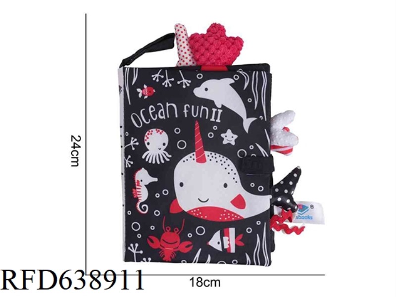 PLUSH KIDSBOOKS TAIL CLOTH BOOK BLACK AND WHITE RED OCEAN