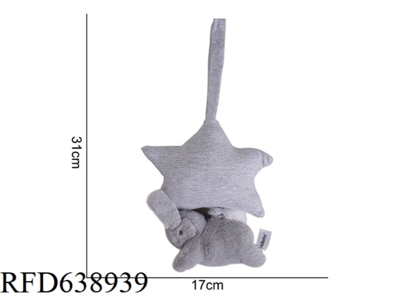 PLUSH TOY MAMIBEBY FIVE STAR GREY RABBIT 【 PULL BELL 】 SLOW TEMPO MUSIC J-1J