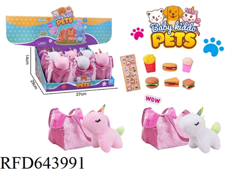 PLUSH UNICORN+HANDBAG +DIY HAMBURGER SET 6PCS