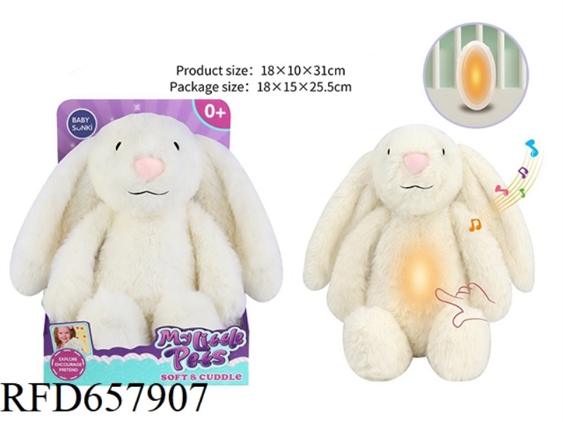 FLUFFY COMFORT WHITE RABBIT WITH LIGHTS AND MUSIC