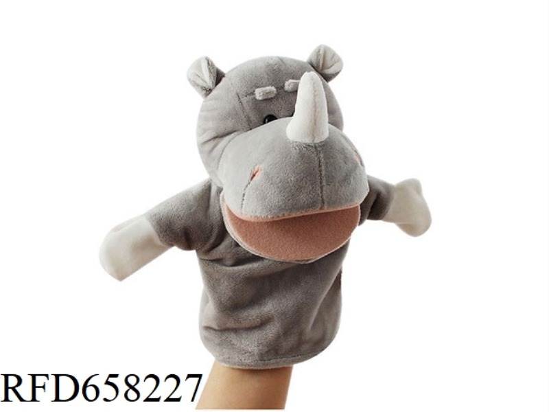 RHINO CARTOON ANIMAL HAND DOLL PLUSH