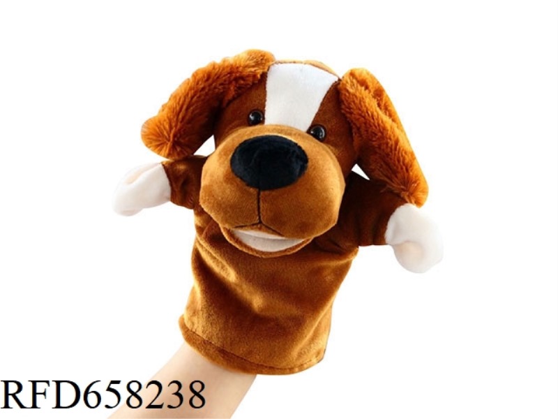 FURRY EARED DOG CARTOON ANIMAL HAND PUPPET PLUSH DOLL