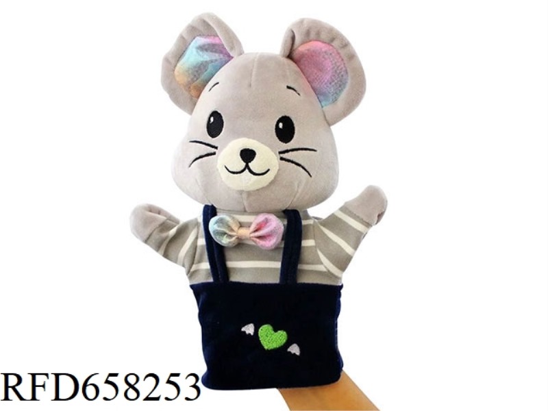 BOW TIE MOUSE CARTOON ANIMAL HAND DOLL PLUSH DOLL