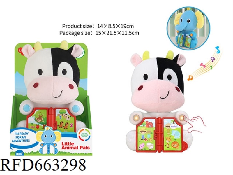 PLUSH PUZZLE COW WITH LIGHTS AND MUSIC (DIFFERENT ANIMAL SOUNDS TURN THE PAGE)